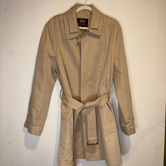 Hickey Freeman Lined Cotton/Linen Coat Khaki Size L Quiet Luxury Classic Preppy - Picture 4 of 16